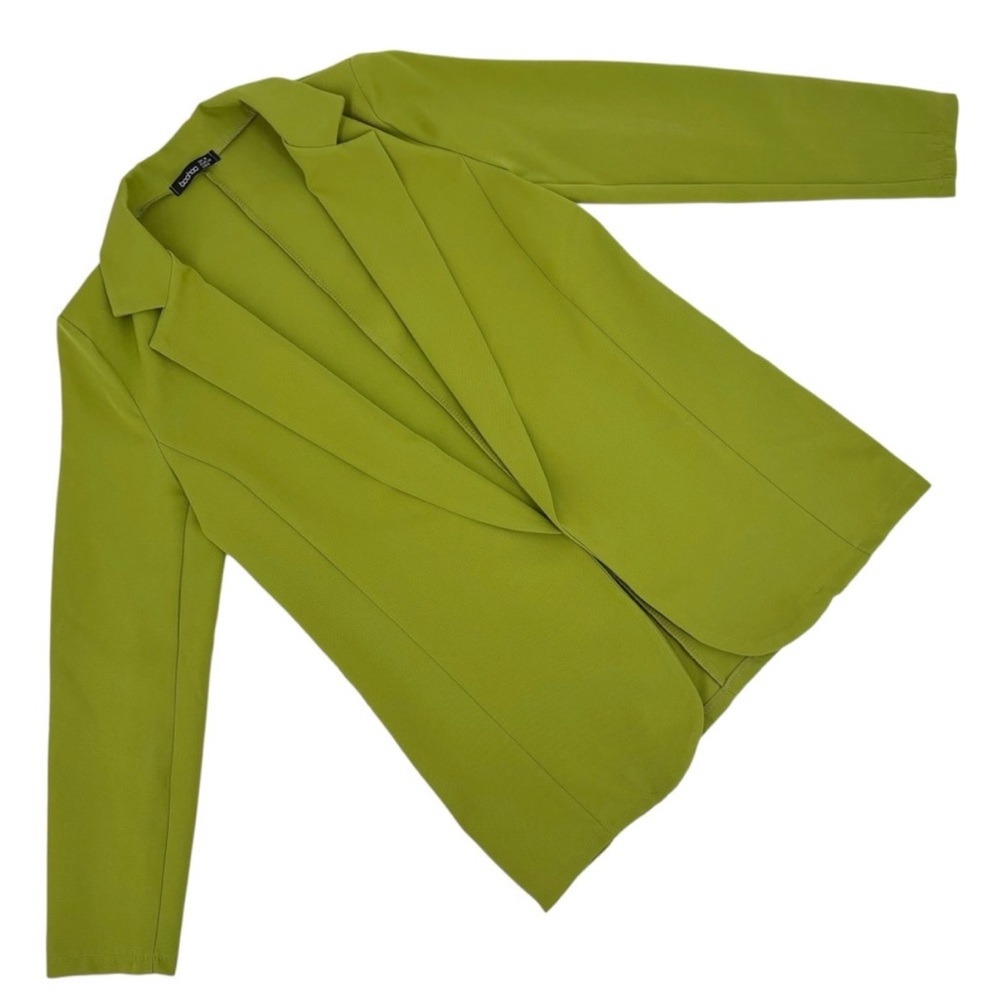Boohoo Chartreuse Oversize Open Front Blazer, 6